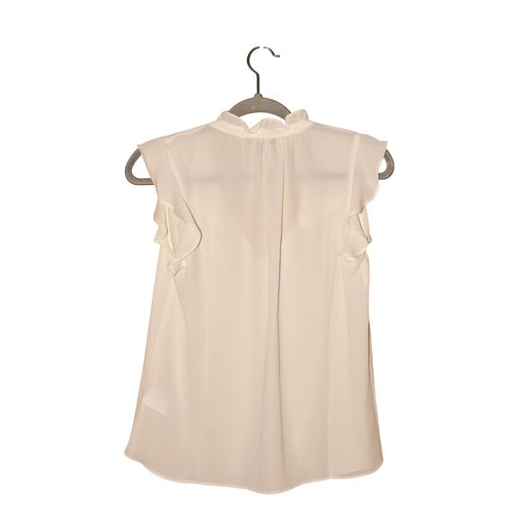 J.CREW NEW $78 White Ruffle Tie Neck Top Flutter Cap Sleeves XS - Picture 2 of 3